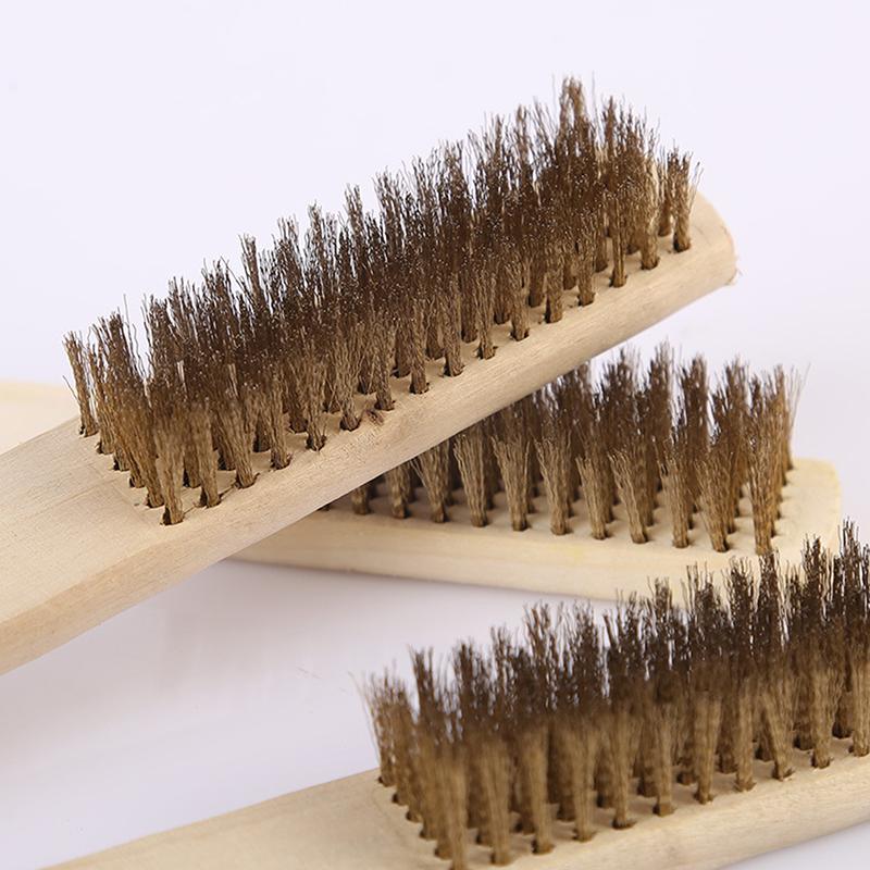 3/12pcs Heavy-Duty Copper Wire Brush Set-Effective Brush With Sturdy Handle For Paint Scrubbing Removing Unfinished Metal Etc