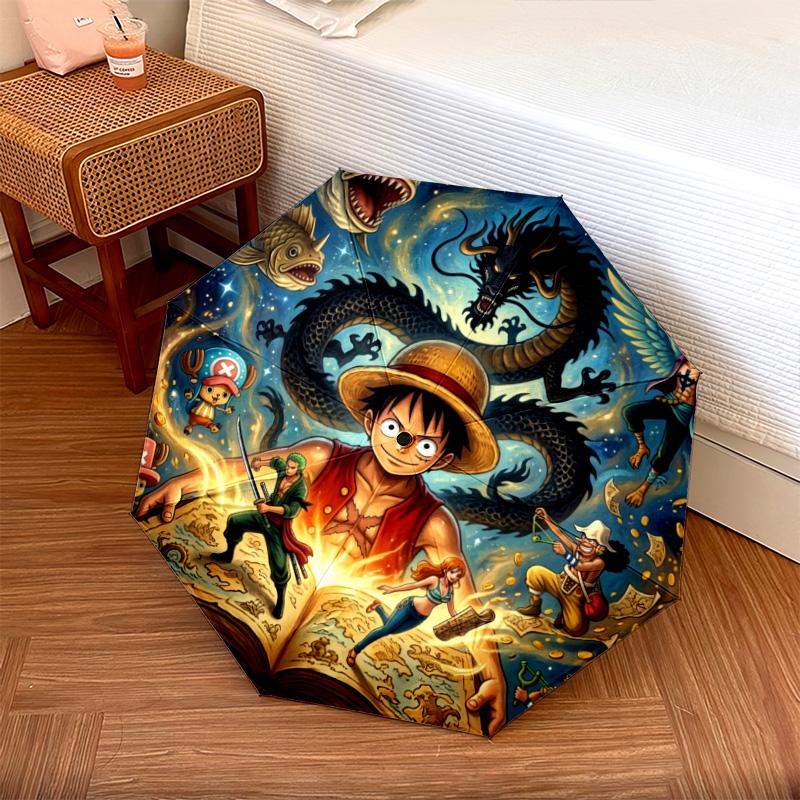 

1PC Automatic Folding Umbrella One Piece Luffy Pattern 8 Ribs Portable Foldable Travel Umbrella Christmas Birthday Gift разноцветный