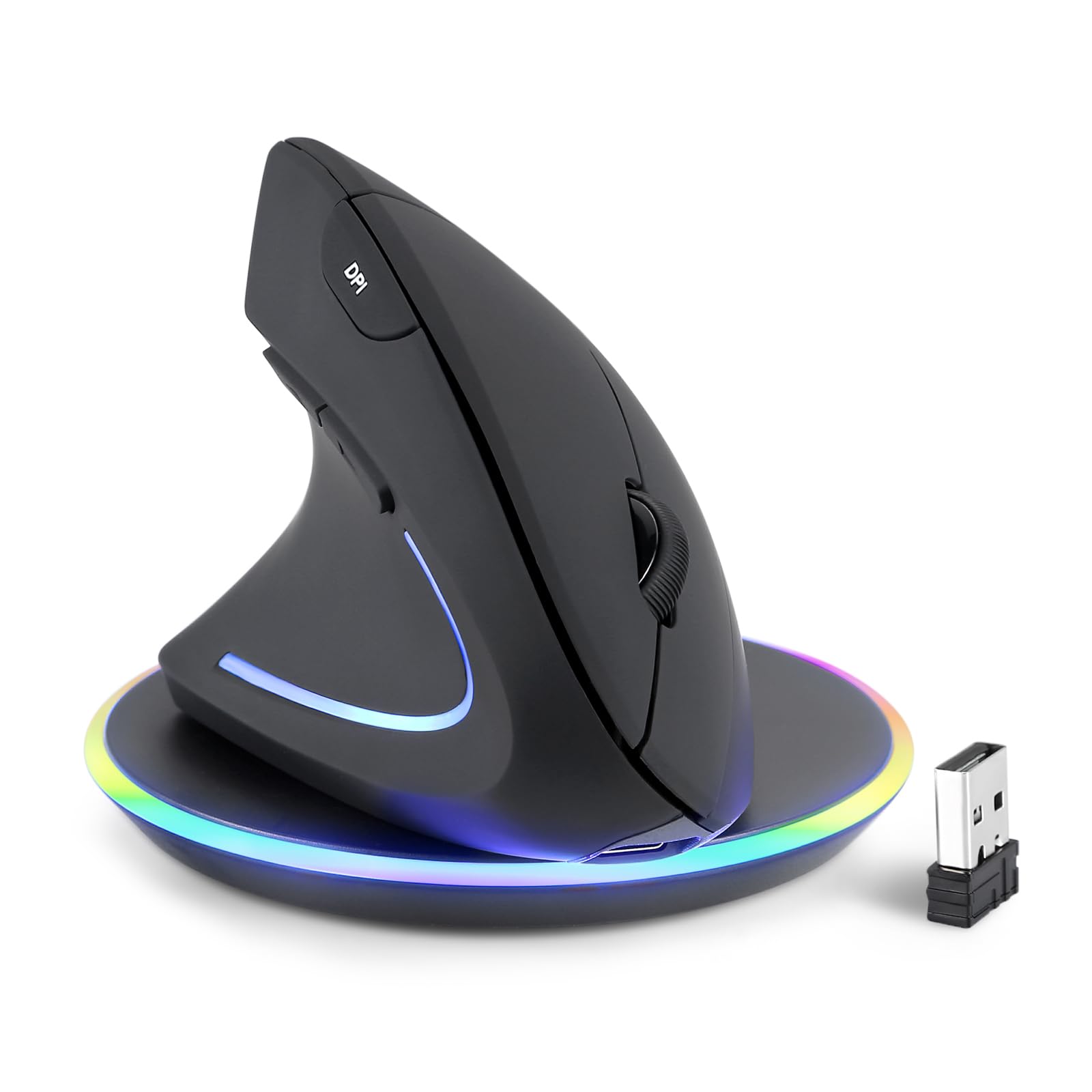 

Perixx Rechargeable Vertical Mouse with Wired and Wireless Charging Wireless Charger Included Ergonomic Design PERIMICE-713LRX Left-Handed - - чорний
