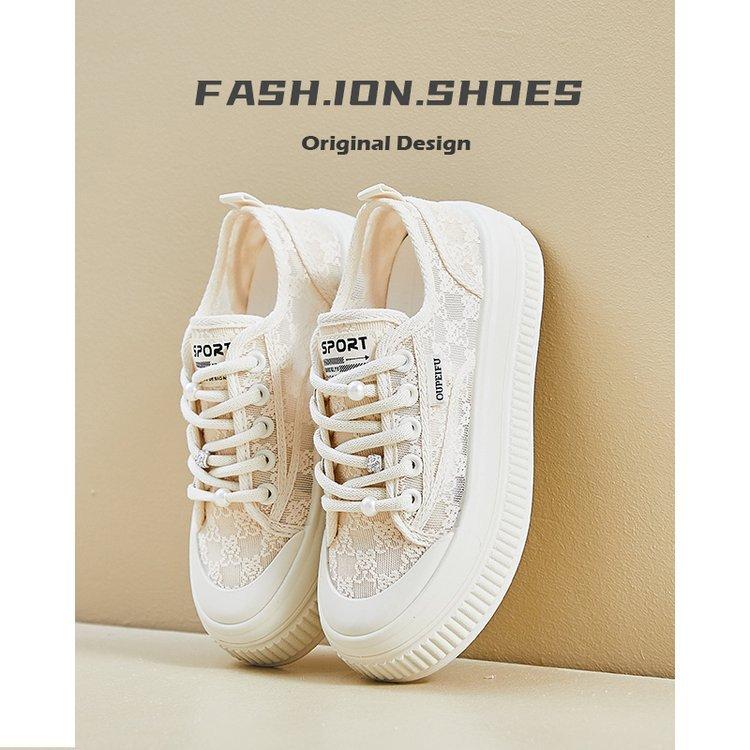 

Women s shoes 2025 new summer breathable thin with skirt little white shoes platform sports leisure canvas board shoes lace 40