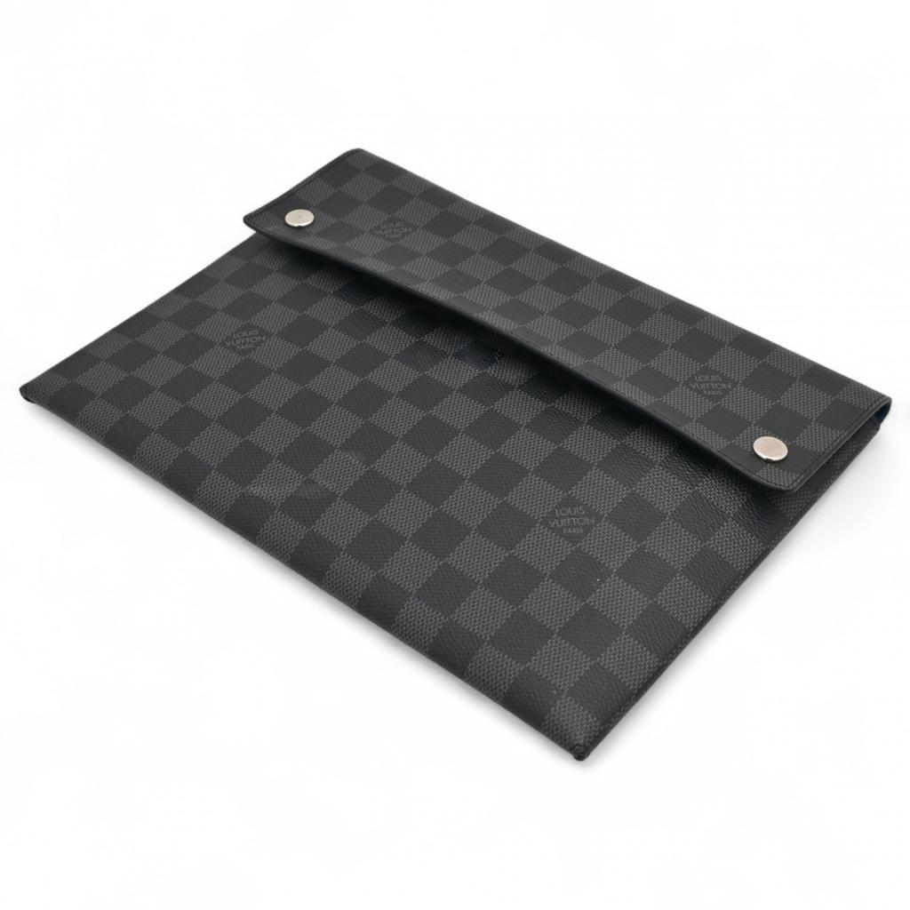 Auth LOUIS VUITTON Damier Graphite Alpha Triple Pouch Lv7165cc