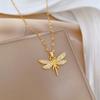 Full Diamond Dragonfly Light Luxury Temperament Gorgeous Full Diamond Necklace Female Versatile Collarbone Chain Titanium Steel Chain