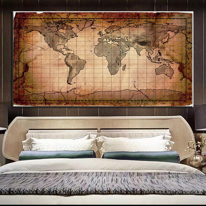 Satın alın Retro Geographic Map of the World Painting Canvas Print ...