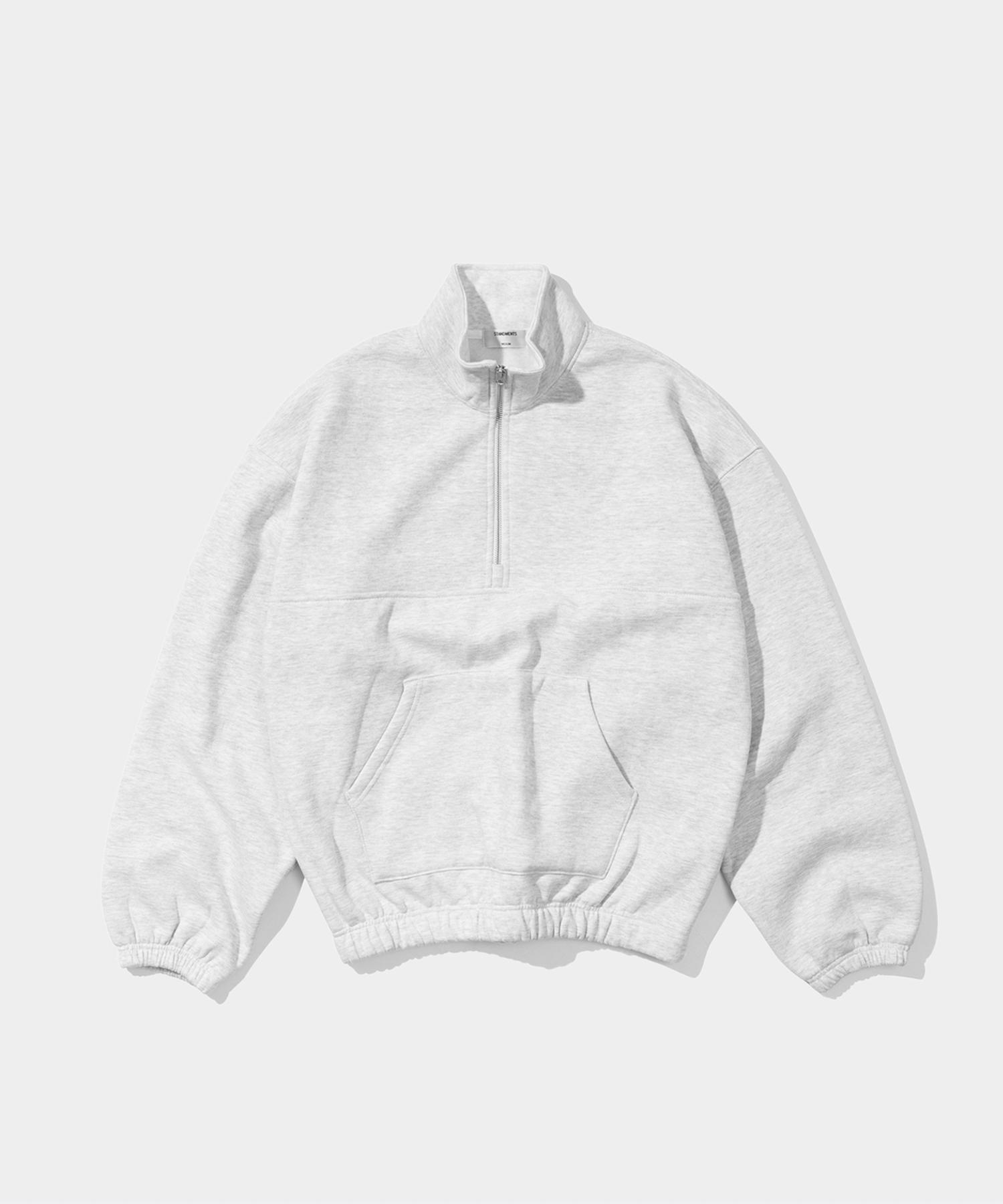Stand Ments Comfy Half Zip Sweatshirt Light Gray Large