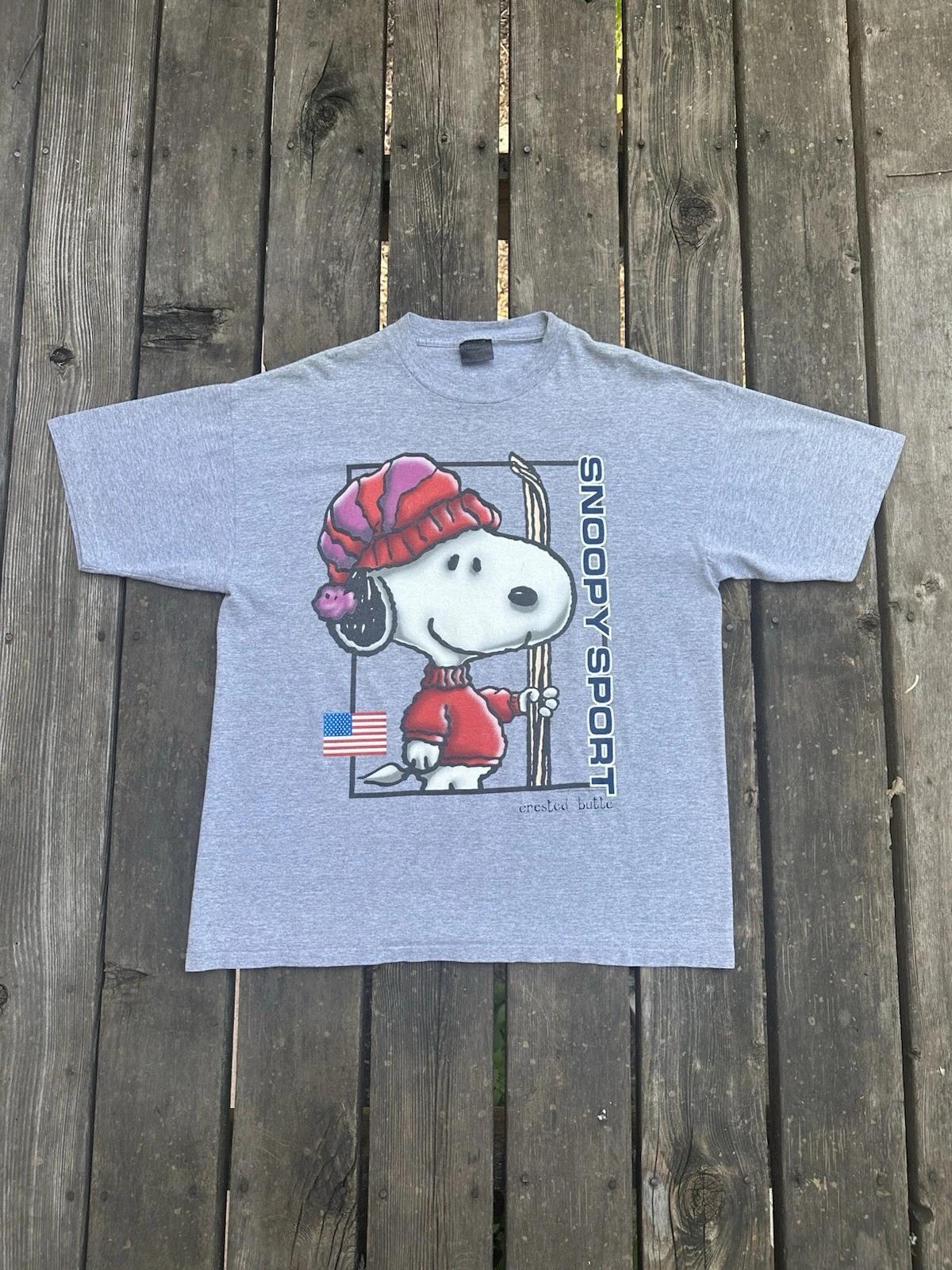 Vintage Snoopy Sport Parody T Shirt Men’s XL Gray 90’s Peanuts Polo Skiing 2XL