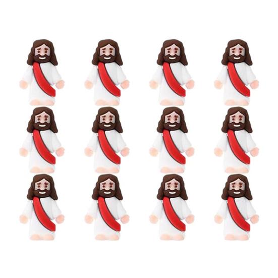 12/48 Stücke Mini Jesus Figur PVC Retter Jesus Figur Modell Statue Skulptur Desktop Dekoration Ostern Ornament Weihnachten Festival Geschenk