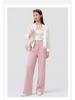 Spring Women's Slimming High Waist Loose Fit Black Straight Leg Pants