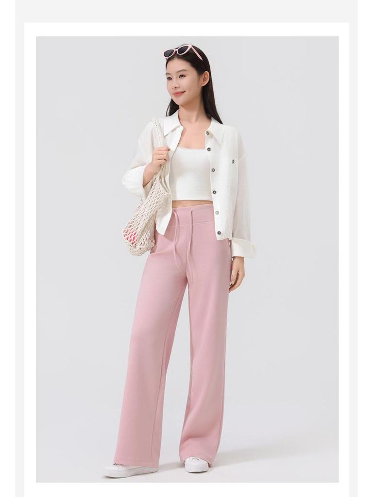 Spring Women's Slimming High Waist Loose Fit Black Straight Leg Pants