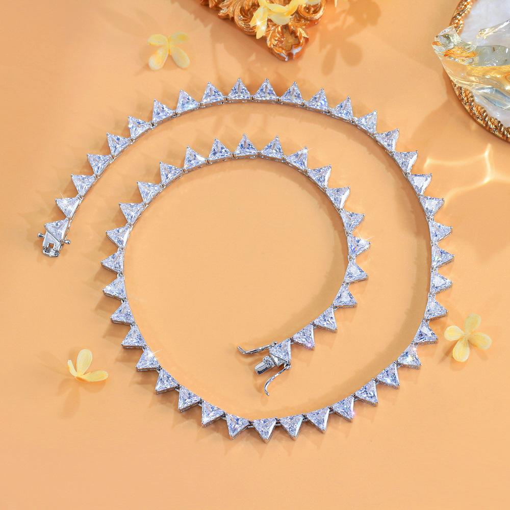 Inverted Triangle Full Diamond Necklace Zircon Personality Trend Collarbone Chain Neck Chain