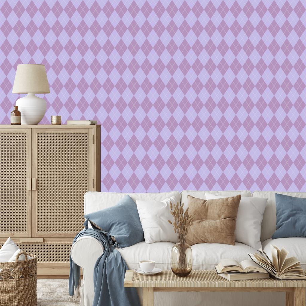 Pastel Diamonds Wallpaper Lavender and Purple for Living Room and Bedroom 50x1000