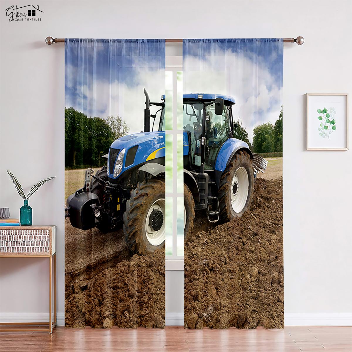 

Крутой трактор 3D печатный занавес спальня гостиная кухня кабинет декоративный карниз для штор карманная занавеска легко стирать 2 шт W50xH130(CM)x2PCS&Rod pocket
