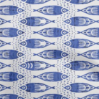 Baumwoll-Flex Blauer Stoff Asiatischer Block Fischstoff Zum Nähen Bedruckter Bastelstoff Meterware 40 Zoll
