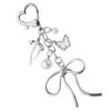 Sparkling 3D Cherry Charm Keychain Accessory Fashionable Bowknot Pearls Key Rings Portable Bag Decoration for Women