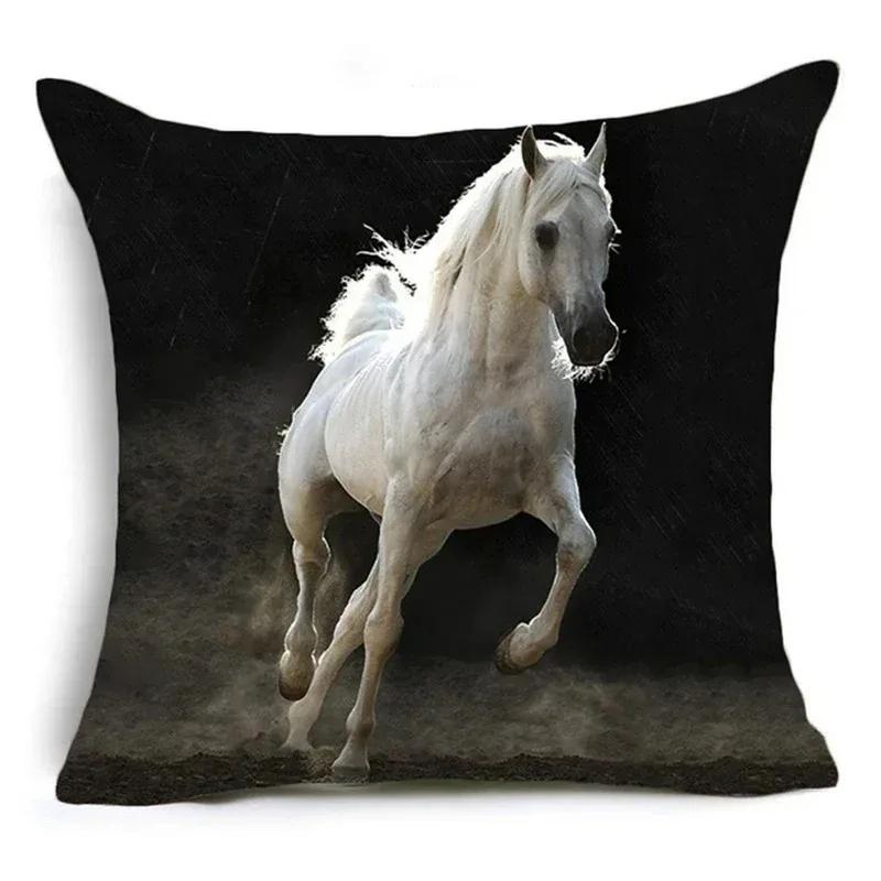 2023 New Horses Cotton Cushion Cover Steed Animal War Horses Home Decorative Pillow Cover for Sofa Car Nordic Pillowcase Vintage