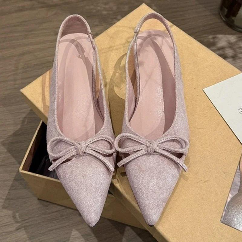 Pointed Toe Women Sandals Bow Fashion Elegant Flats Woman Shoes 2025 Summer Designer Shoes Walking Cozy Soft Zapatillas De Mujer