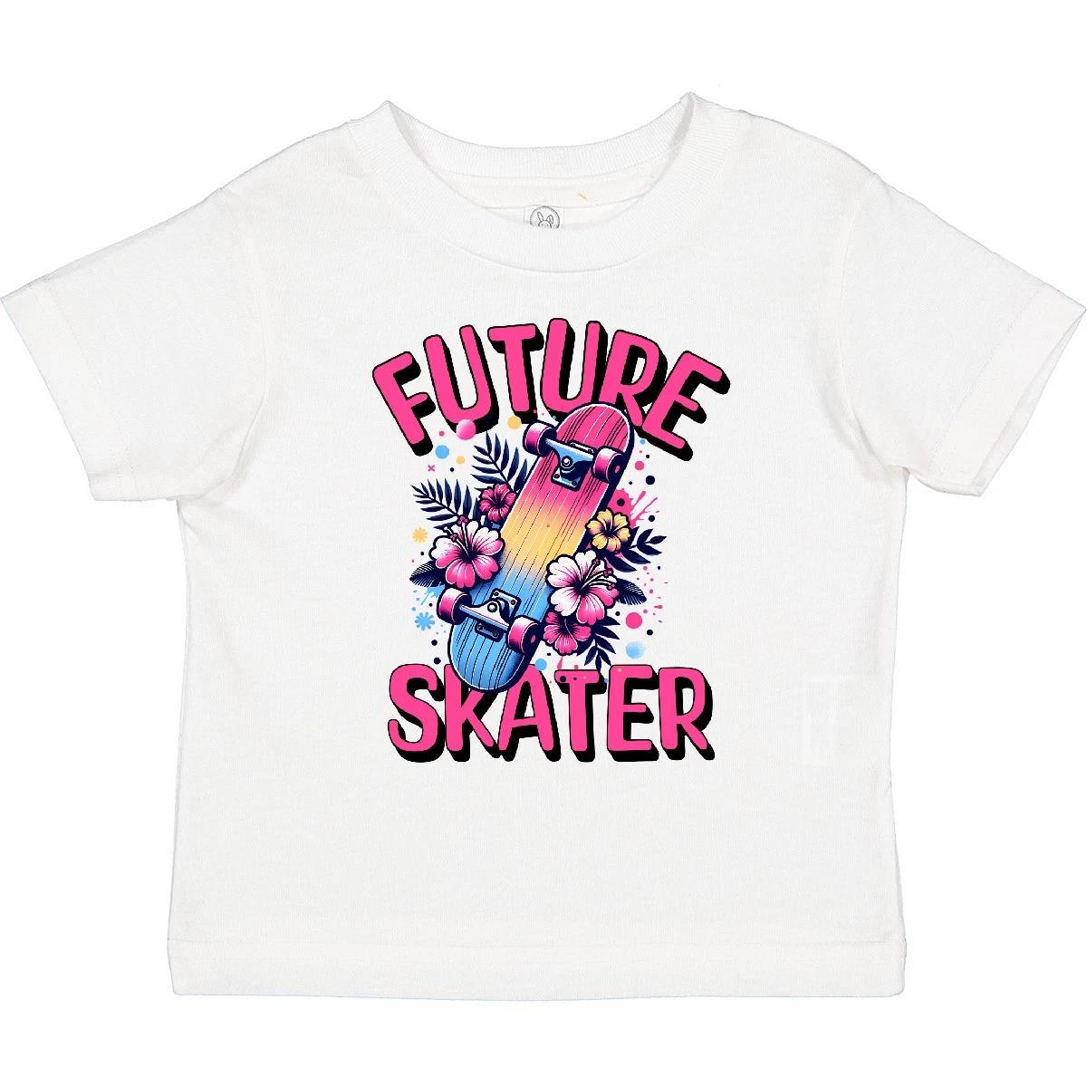 Inktastic Skateboarding Future Skater Toddler T-Shirt Flowered Floral Cute Child 150