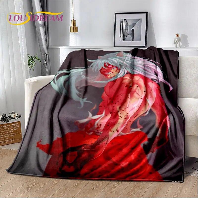 Pătură moale de pluș cu desene animate Inuyasha, pătură de flanel, pătură pentru sufragerie, dormitor, pat, canapea, husă de picnic Bettdecke