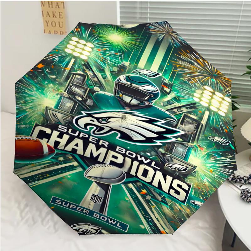 Rugby team logo Print Automatic Umbrella, 8 Rib Iron Frame, Plastic Handle, Suitable for Outdoor Travel &Daily , Ideal Gift