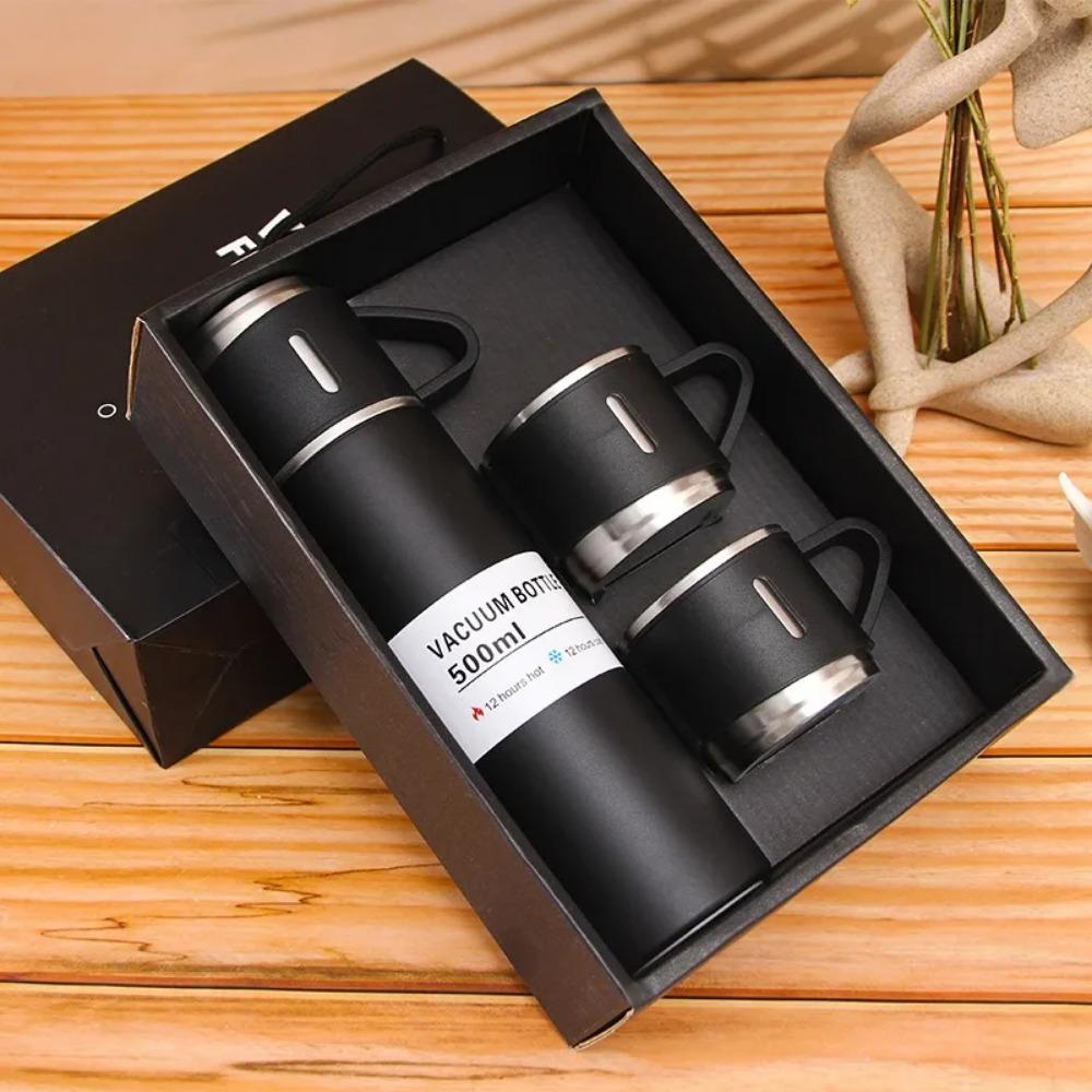 304 Stainless Steel Insulated Cup Tea Cup, One Cup with Three Lids, Business Gift Box Set, Outdoor Water Cup, Event Gift