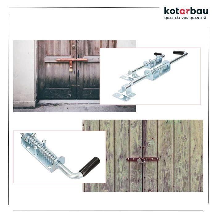 Verrou De Porte Avec Ressort KOTARBAU Fabriqué En Acier Galvanisé De Haute Qualité, Résistant À La Corrosion, Argent, 220 Mm