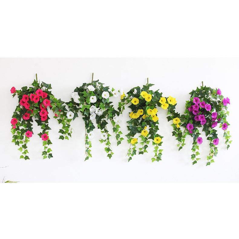 Hanging Basket 65cm Artificial Morning Glory Flower Manma Petunia Orchid Flowers Decorative For Home Wedding Decoration