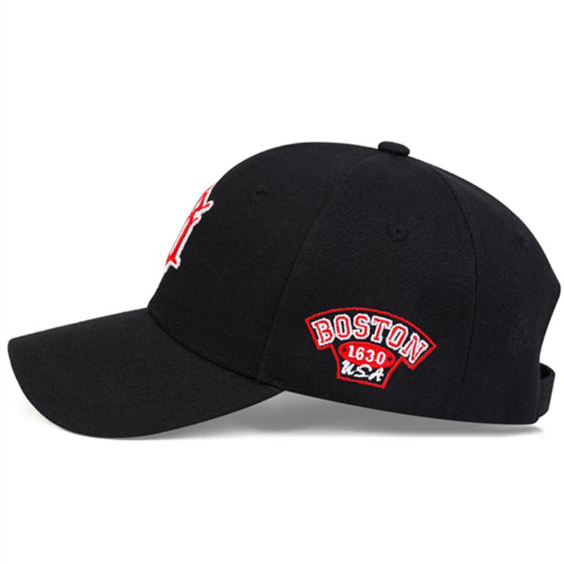 B Letter Side Boston Embroidery Baseball Cap Men Women Spring Summer Sun Hats Cotton Snapback Hat Unisex Hip Hop Trucker Caps