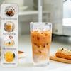 Glass Tumblers with Straws and Lids, Ribbed Iced Coffee Cups Leak-proof, Dishwasher Safe, Thickened Glass Cups with Lids