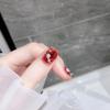 Handmade Detachable Ice-Clear Red Gradient Flower Short Nail Tips