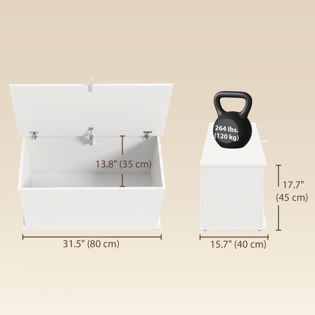Storage Chest Large 102L Blanket Box 80 X 40 X 45cm, White