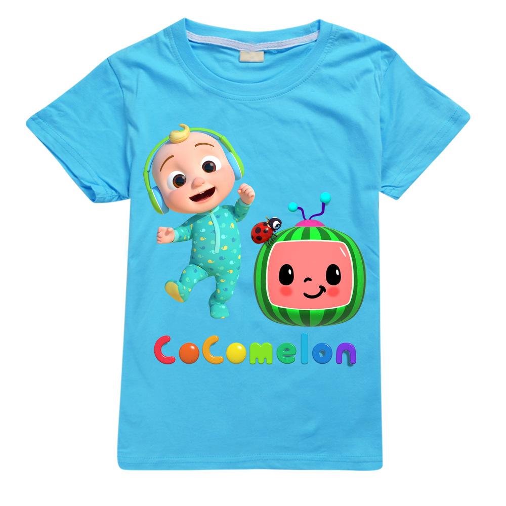 

Дитячі футболки з 3D-принтом Cocomelon Футболки для хлопчиків і дівчаток для малюків Футболки Harajuku Streetwear Літні дитячі футболки з мультфільмами аніме 110 світло-синій колір