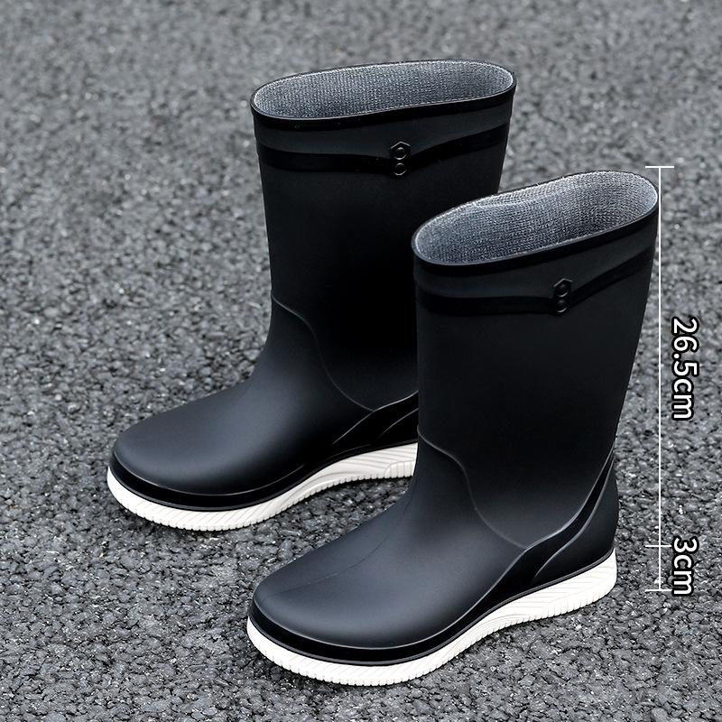 New PVC four-season medium tube rain shoes women's fashion waterproof shoes wear-resistant and non-slip water boots rain boots Japanese