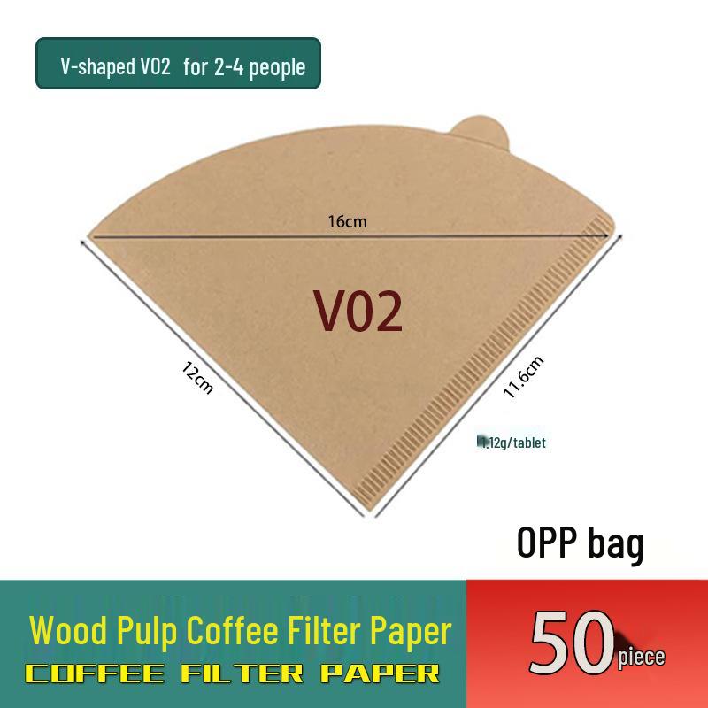 Fan-Shaped Hanging Ear Coffee Filter, Raw Wood Pulp, Drip Pour-Over, V02/04 Size.
