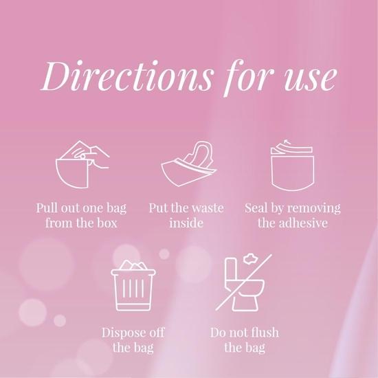 Origami Leakproof Sanitary Disposal Bags Pack of 5 (15 Bags Per Pack, Total 75 Bags) for Sanitary Pads, Baby Diapers, Panty Liner, Tampons, Condoms