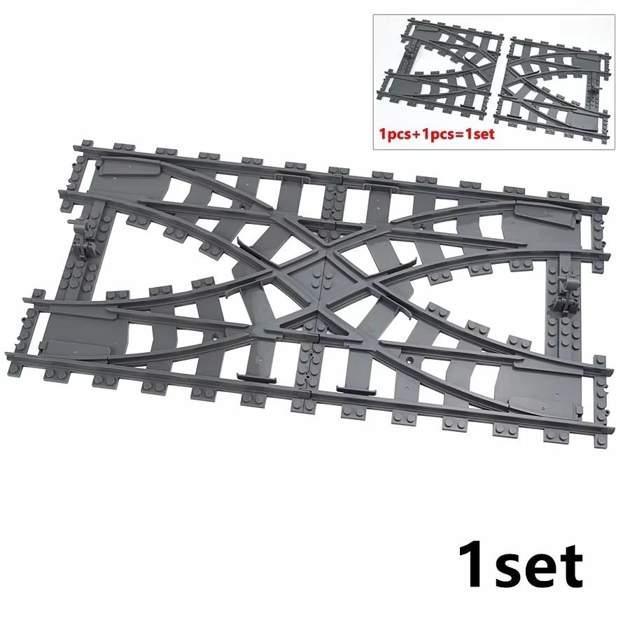 Works With 53401 Train Rail Curve Tracks R56 R72 R88 R104 MOC City Brick On-Off Switch Cross Forked Curved Rails Construction Block Playthings