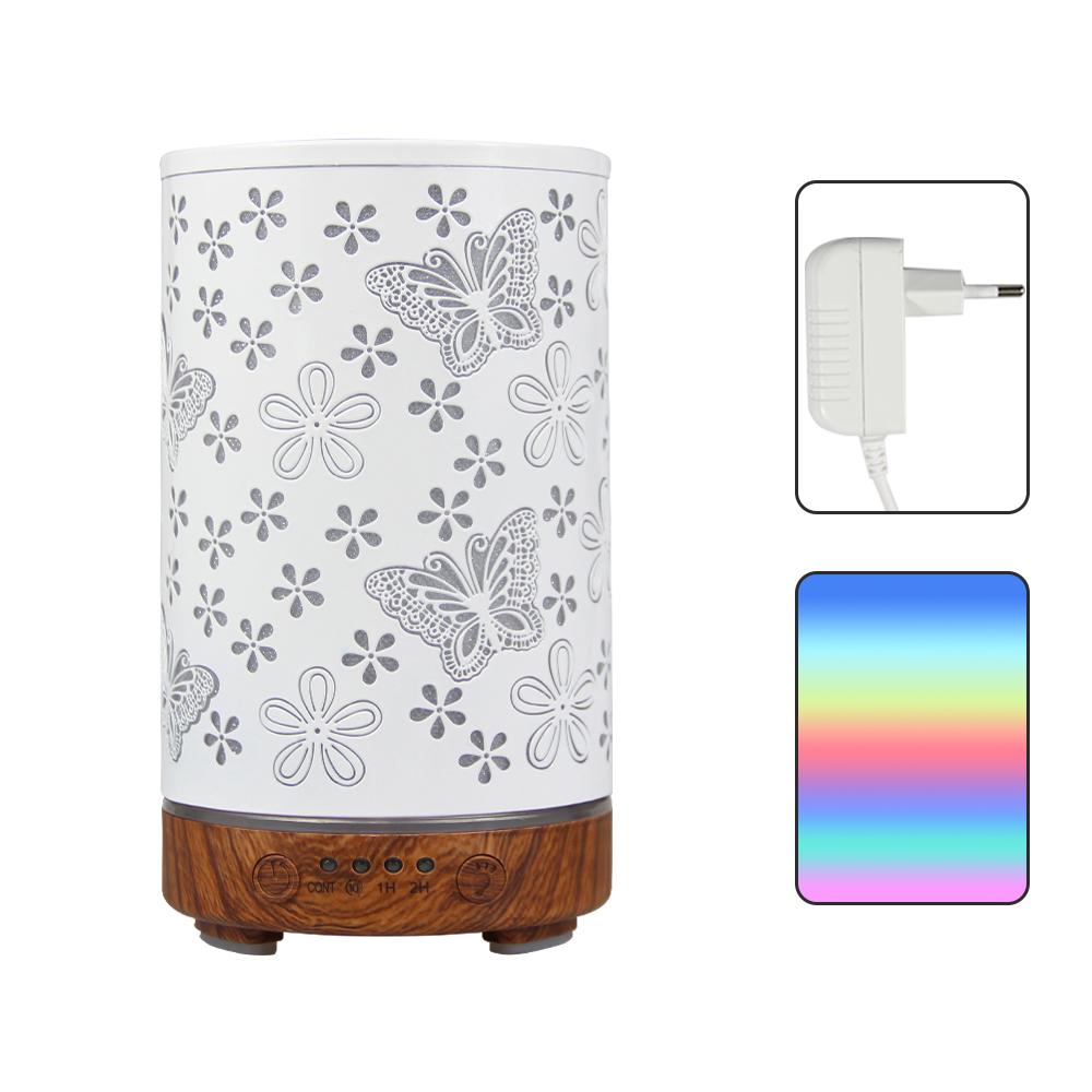 100ml Essential Oil Diffuser Seven-Color Aroma Light Butterfly Ultrasonic Air Humidifier Room Scent Diffuser with Timer Function