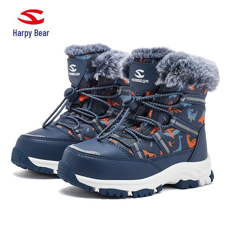 Happy Bear Kids' Winter Snow Boots - Warm, Mid-Calf, Velvet-Lined Cotton Boots for Boys and Girls