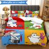 3PCS White Hippo Fishing Adventure Bedding Set,Including 1pc Duvet Cover And 2pcs Pillowcases Perfect for Bedroom, Dormitory, Fan Christmas Gift