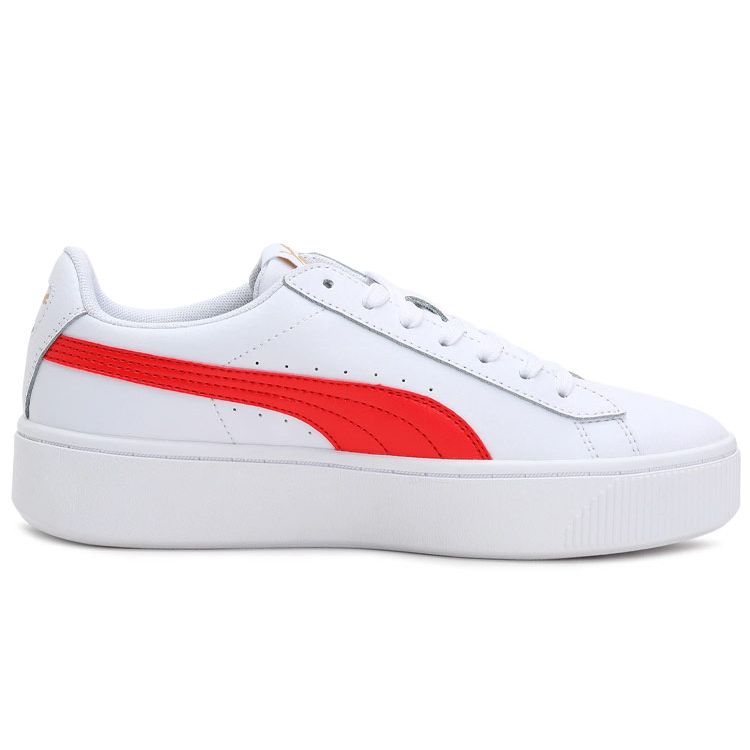 Puma Vikky Stacked Lightweight Durable Low-Top Thick Sole Casual Sneakers Women Sneakers White Red 369143-13