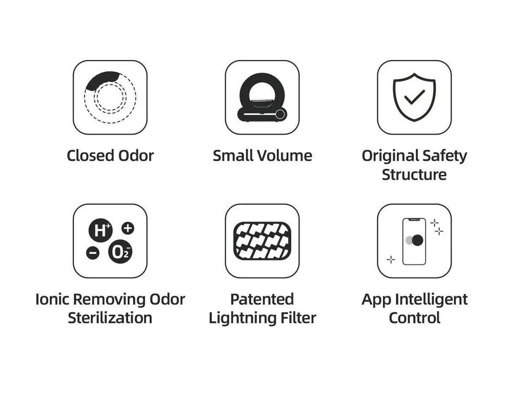 Tonepie Automatic Smart Cat Trash Can Self-Cleaning Arenero Gato Gato 65L Intelligent App Control Pet Cat Toilet Mat Tray Ion Deodorant