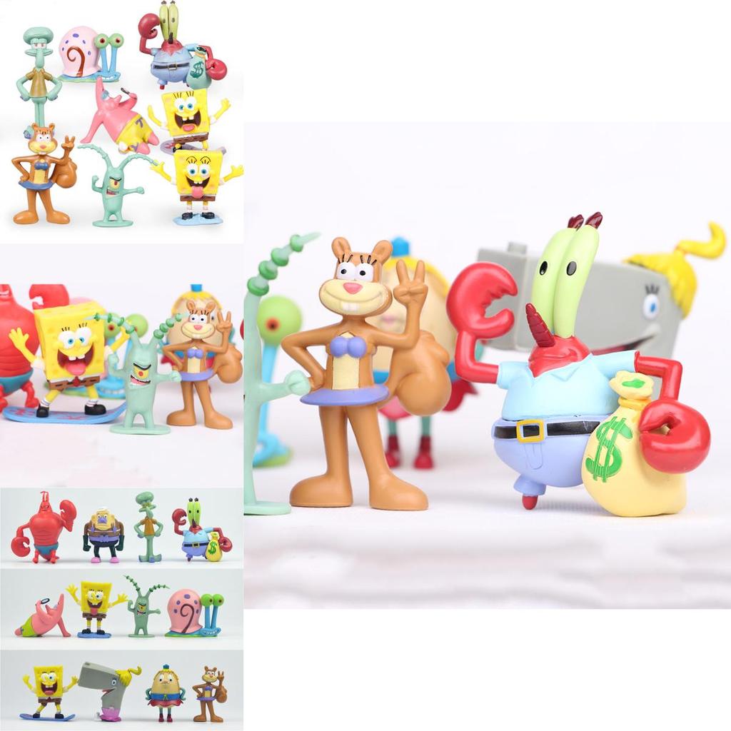 Bunte Spongebob Schwammkopf Patrick Sandy Gary 12 Stück Actionfigur Kuchenaufsatz Spielzeug für Feiern