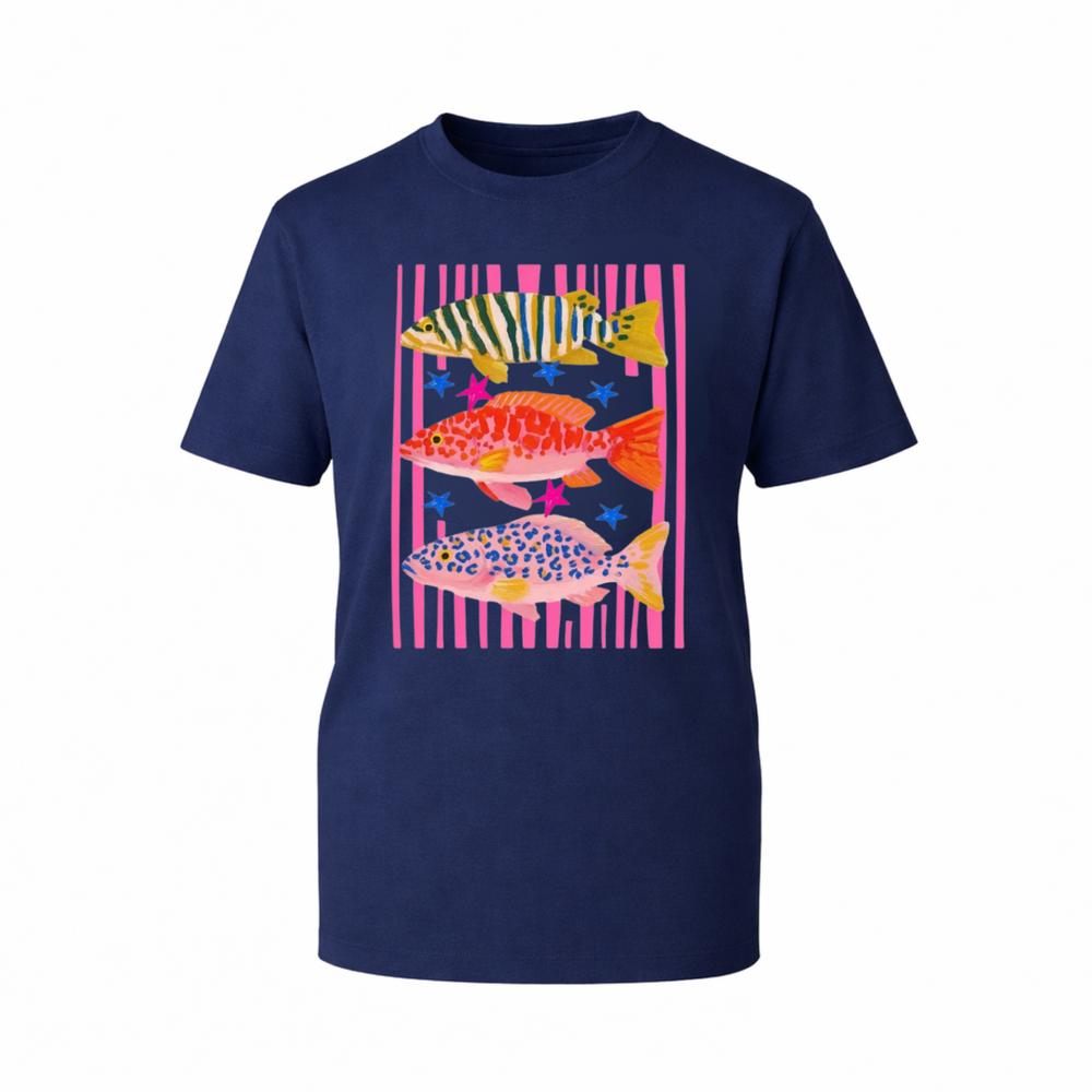 Retro Colorful Fish Graphic TShirt TShirt Aesthetic Summer Fish Themed TTop S