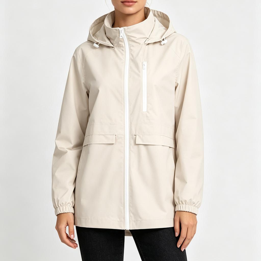 Women's Foldable Raincoat Slim Fit Windbreaker Jacket for Outdoor Travel