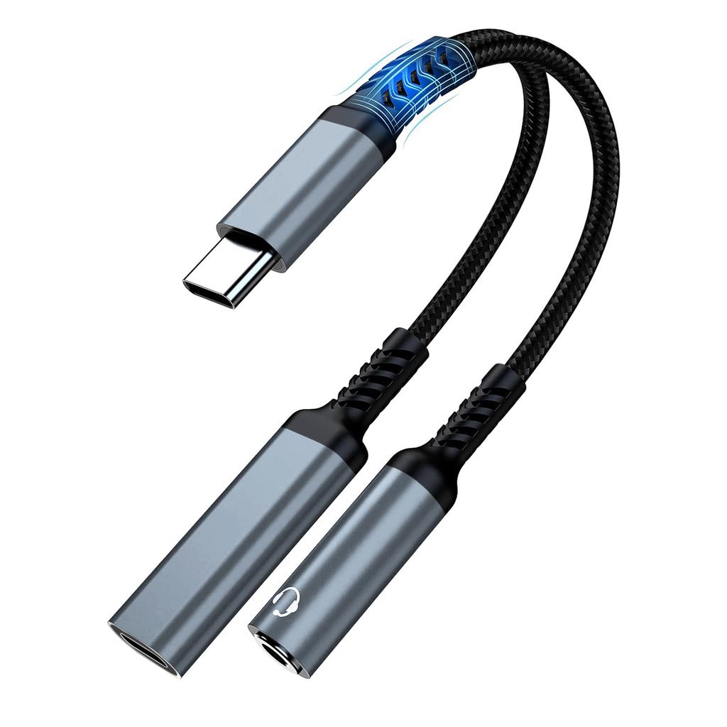 Universal USB C 3.5mm Sound Splitter And 60WPD Charging Cable For Car And Speakers