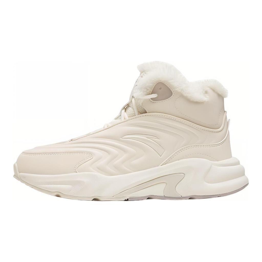 Anta Walker Fleece Lined Slip Resistant, Abrasion Resistant, Thermal High Top Sports Casual Shoes Women's White 922248935-1