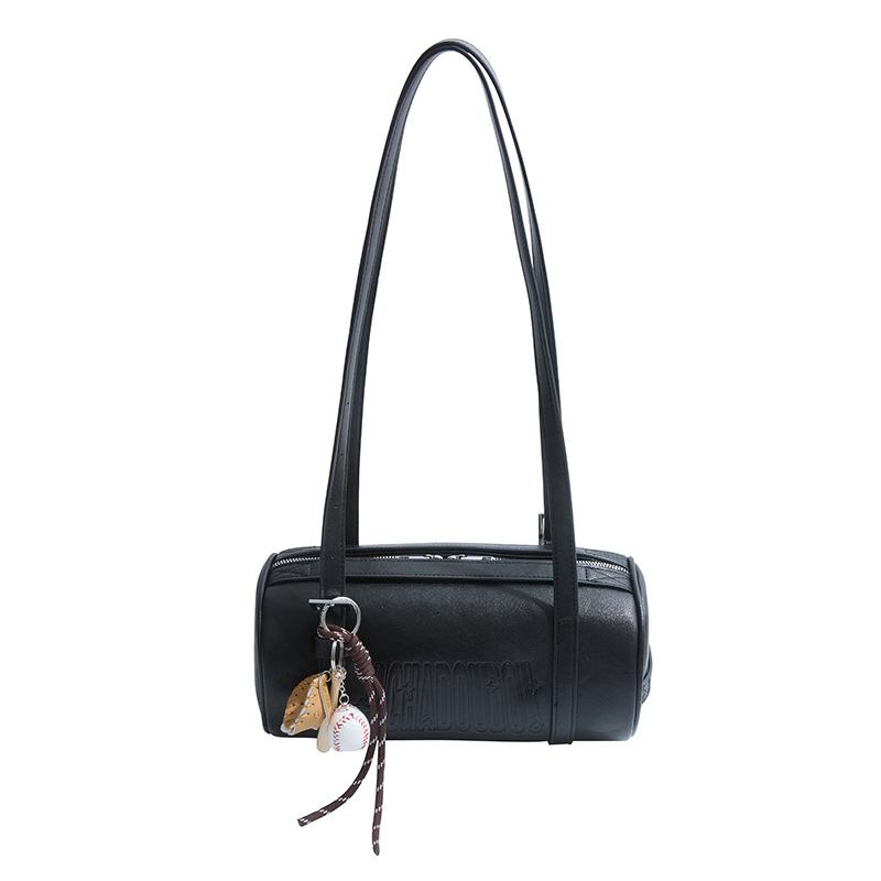 Popular retro Maillard texture portable soft leather cylindrical bag women's versatile simple multi-back pillow bag