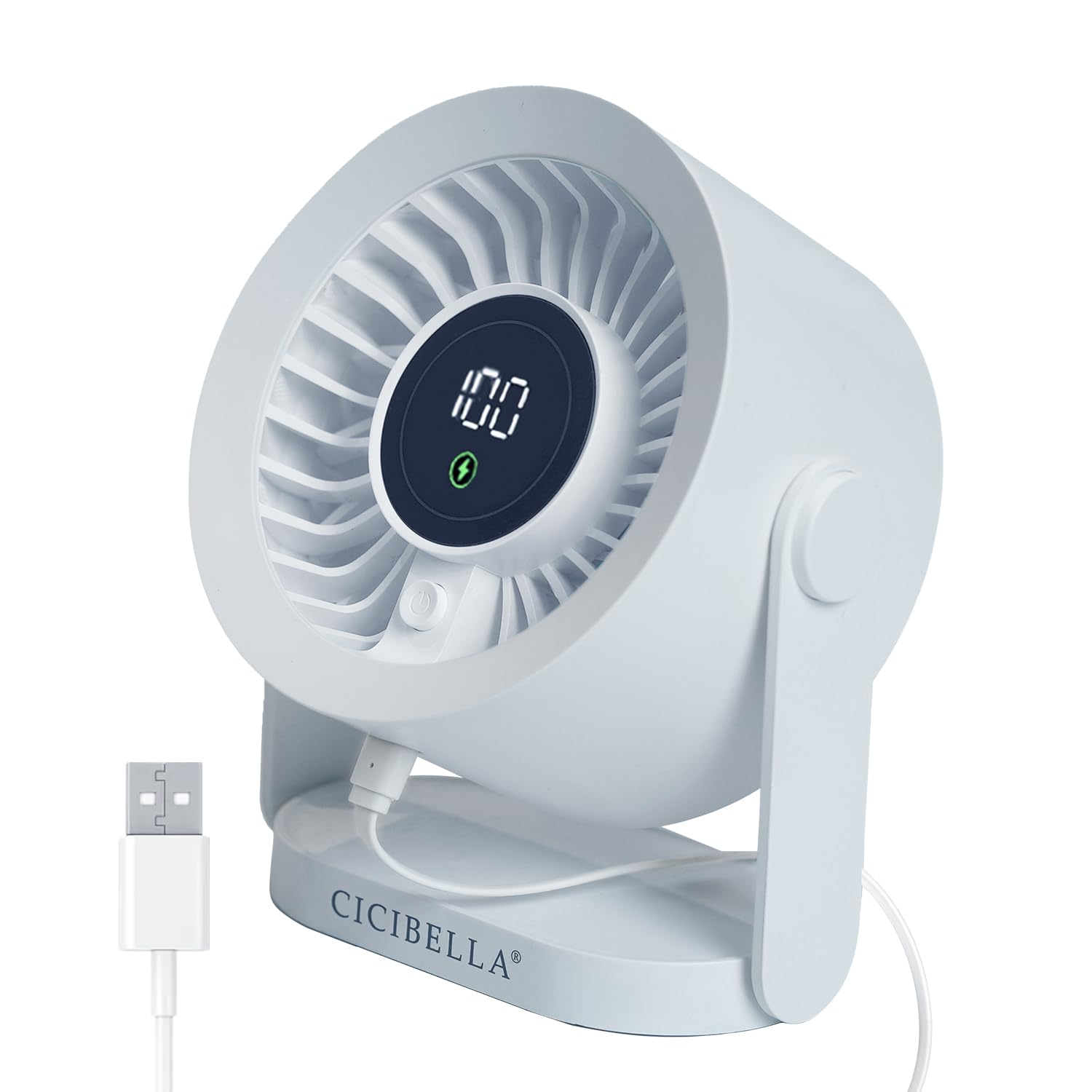 

Compact Desk Fan with DC Quiet 100 Speed Power LCD Adjustable Compact Design for Offices and Study Rooms USB-Powered Motor, Operation, Settings,