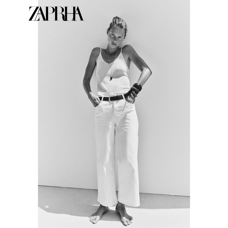 Zaprha 2025 Summer New Fashion With Belt High Waist Wide Leg Casual All-matching Jeans 1889152