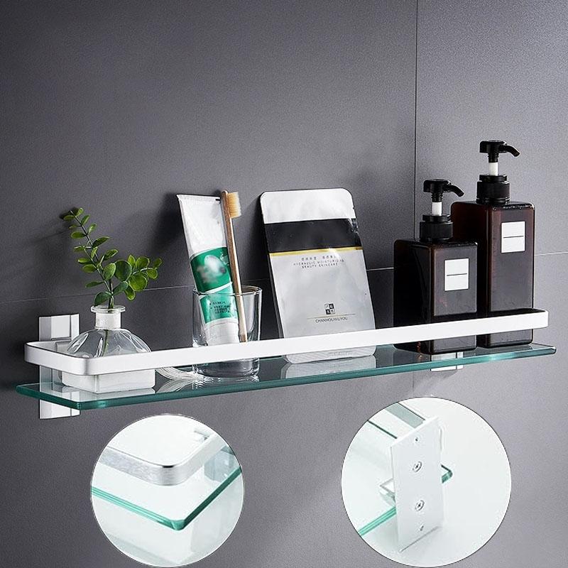 Bathroom Items Bore Glass Shelf Storage Shower Organiser Accessories Organizers Wall Shelves Hardware Fixture Home Improvement