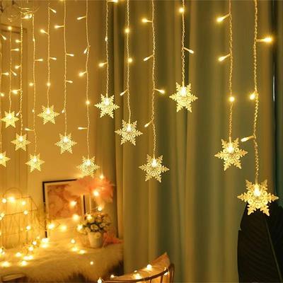 Christmas Decorations Snowflake Window Curtain Garlands LED Icicle Fairy Lights Outdoor Garland Home Party Garden New Year Decor