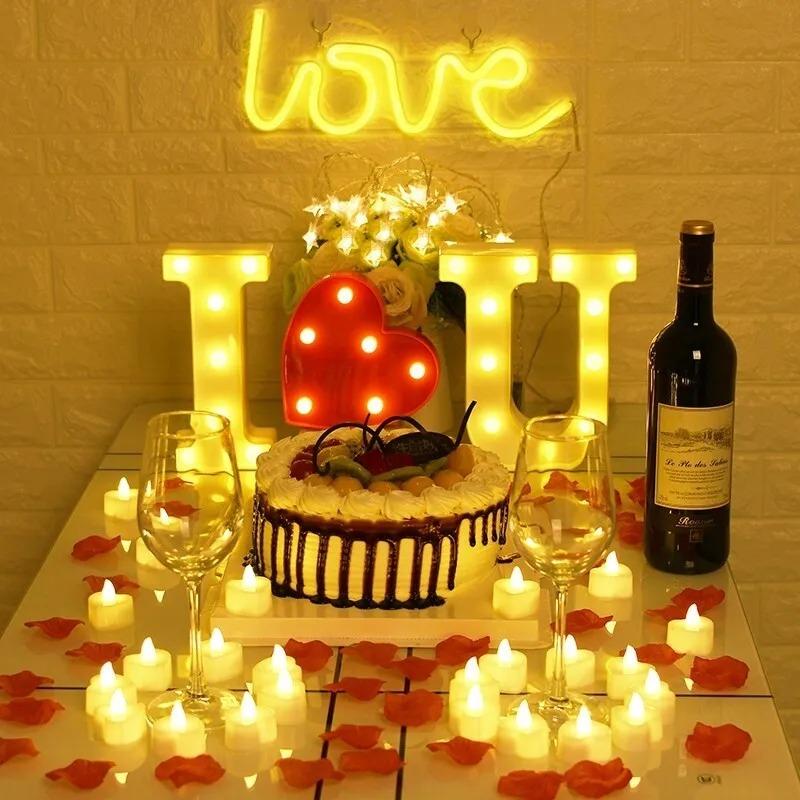 4/8Pcs Heart Shaped LED Tealight Candles Battery Operated Flickering Candles for Romantic Wedding Proposal Party Home Decor